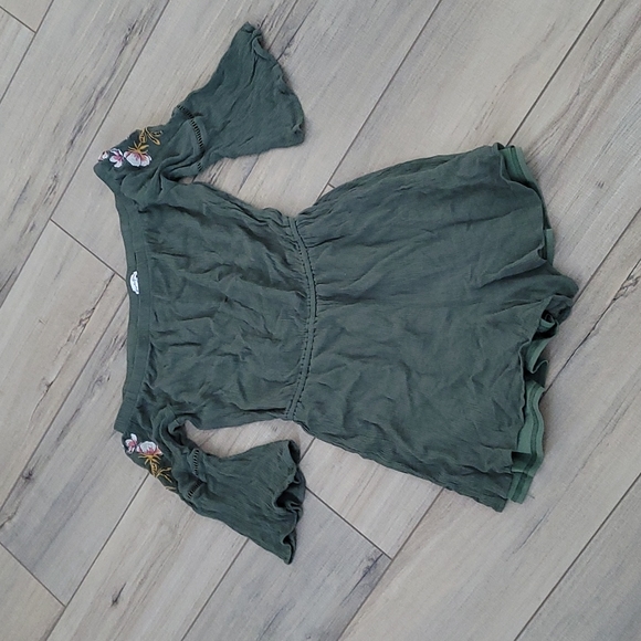 love, Fire Pants - Army green romper off-shoulder